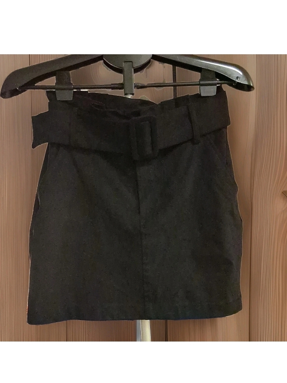 Zara Black Suede Paperbag Waist Mini with Buckle Belt